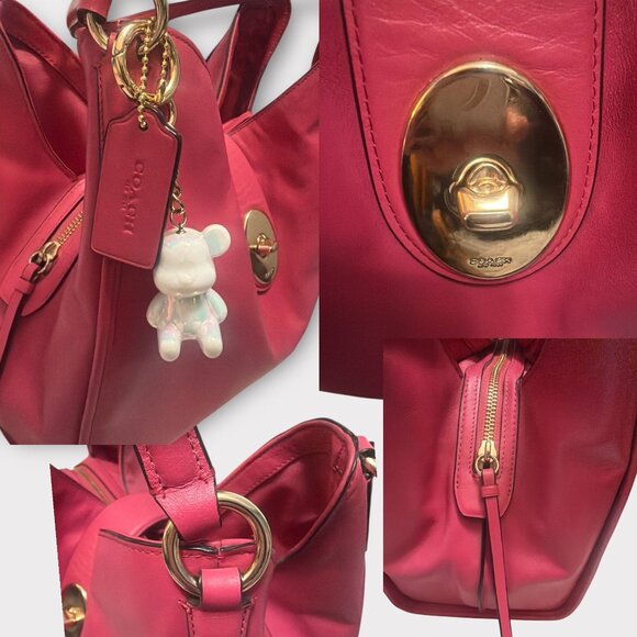 Coach Carlyle Madison Hobo F37637 Hot Pink Leather Brass Turnlock Shoulder Bag - Picture 9 of 10